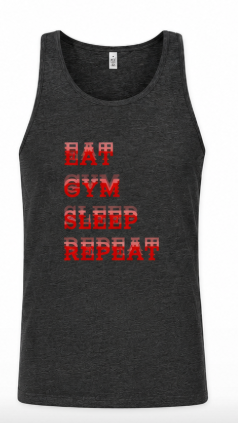 Mens Jersey Big Tank Top EAT GYM SLEEP REPEAT