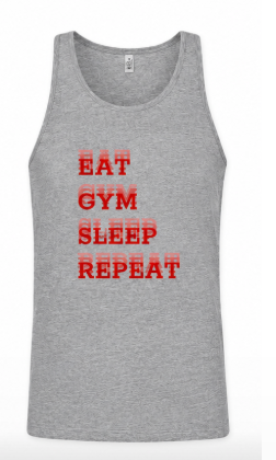 Mens Jersey Big Tank Top EAT GYM SLEEP REPEAT